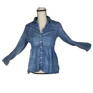 Justice size 16 light blue button down long sleeve